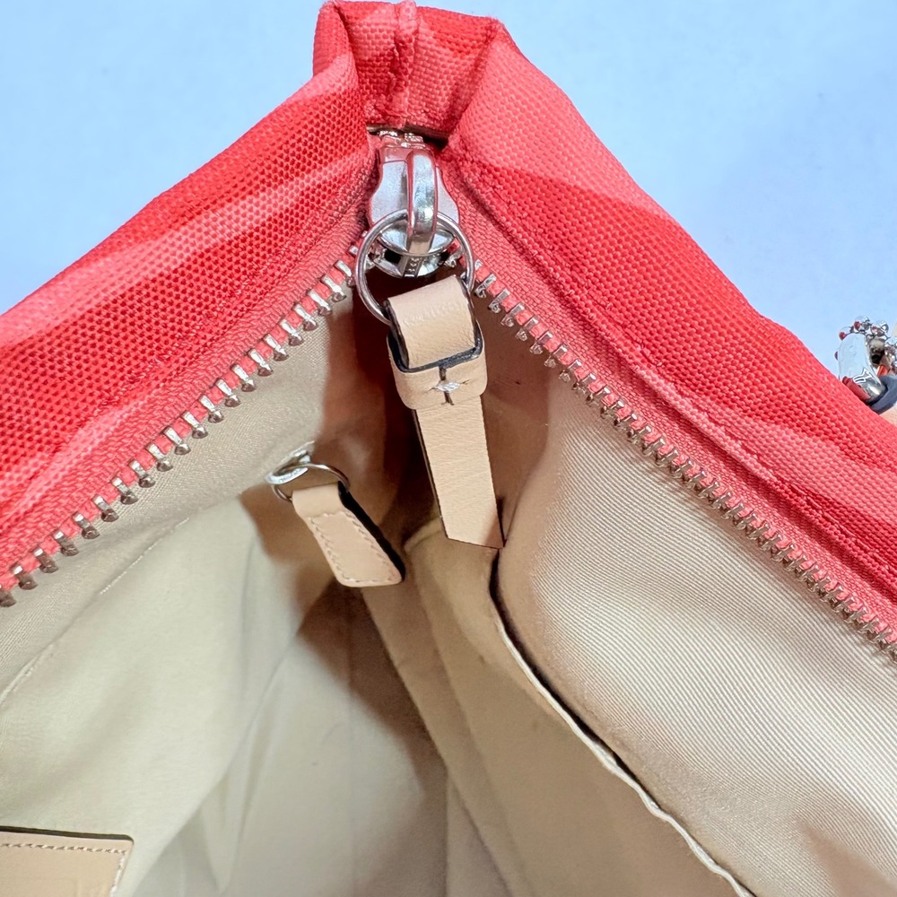Coach Shoulder Bag Red Zebra Print Canvas Peach Orange Y2K Stefani Charm Tag 90s - Picture 14 of 16